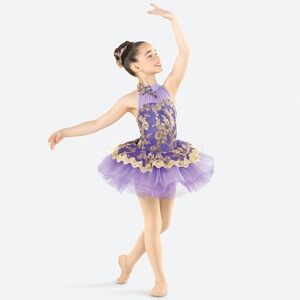 Revolution Give Us a Little Love Purple and Gold Kids Ballet Costume Brand New